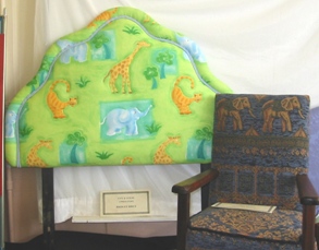 Modern bedhead and 1930s childs chair