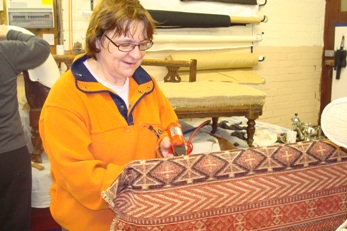 Stapling the side of a stool
